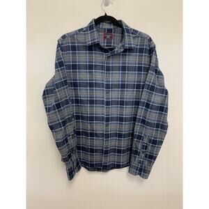 Untuckit Cotton Plaid Flannel Blue Grey Size Medium
